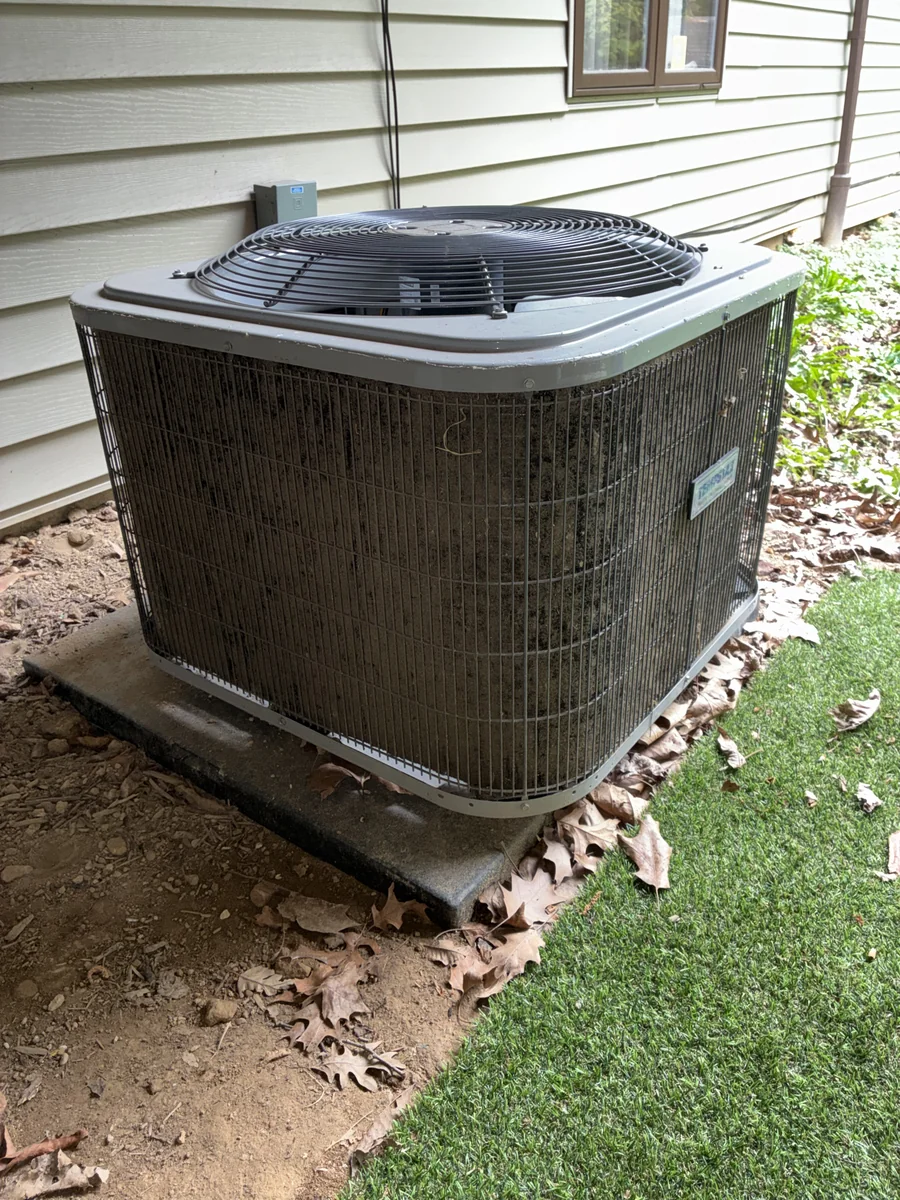 Front of condenser unit before cleaning.