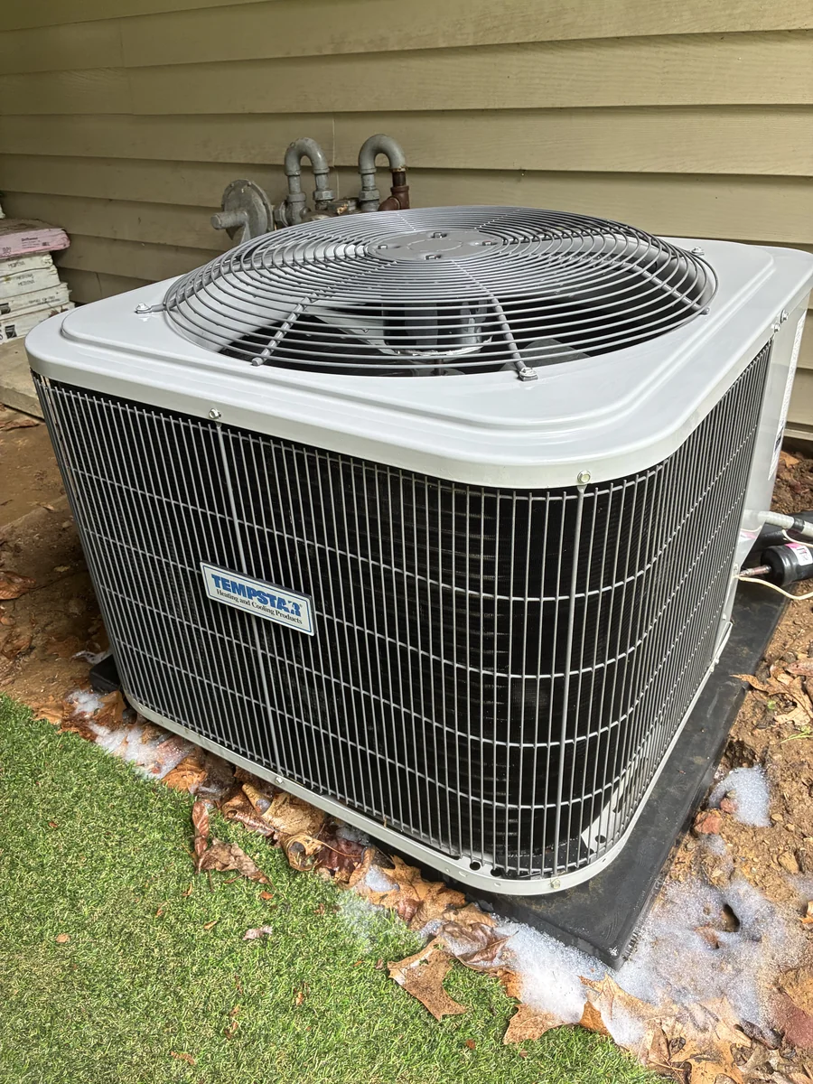Front of condenser unit after cleaning.